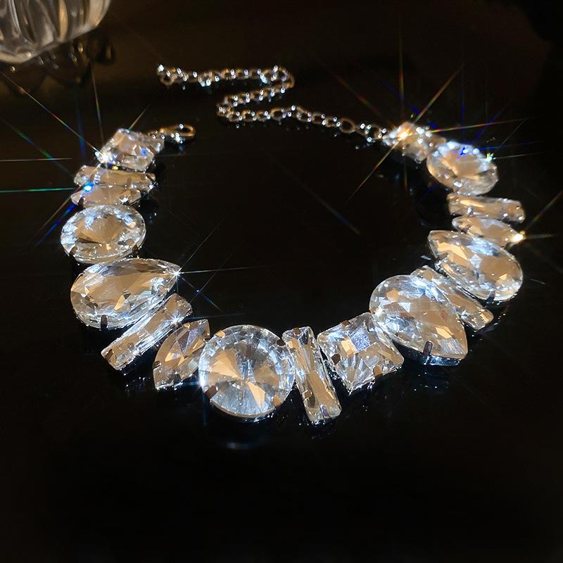 Korean super flash diamond bow tassel necklace fashion personality collarbone chain necklace women