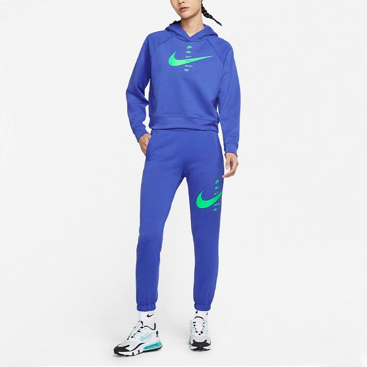 Nike Solid Color Short Sleeve Hooded Sweatshirt Women Tops Blue CU5677-430
