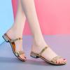 Fashion Women Slippers 2025 New Fashion Sandals Non-Slip Crystal Luxury Ladies Slippers Rivet Rhinestone Low Heels Shoes Slides Women