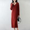 Women Sweater Dress 100% Wool MODERN NEW SAGA V-neck Knit Long Pullover Winter Jumpers Wool Long Dress Female
