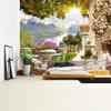 Balcony City Castle Hill Green Plant Landscape Printing Tapestry  Cheap Hippie Wall Hanging Bohemian Wall Tapestries
