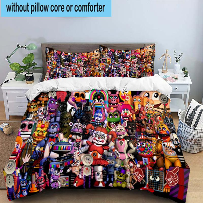 3PCS Fnaf Character Collage 3pcs Bedding,Including 3PCS Duvet Cover And 2pcs Pillowcases Perfect for Christmas,Ideal for Bedroom, Dormitory