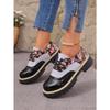 Autumn Printed Low-top Shoes 2025 New Plus-size Lace-up British Style Muffin Small Leather Shoes for Women