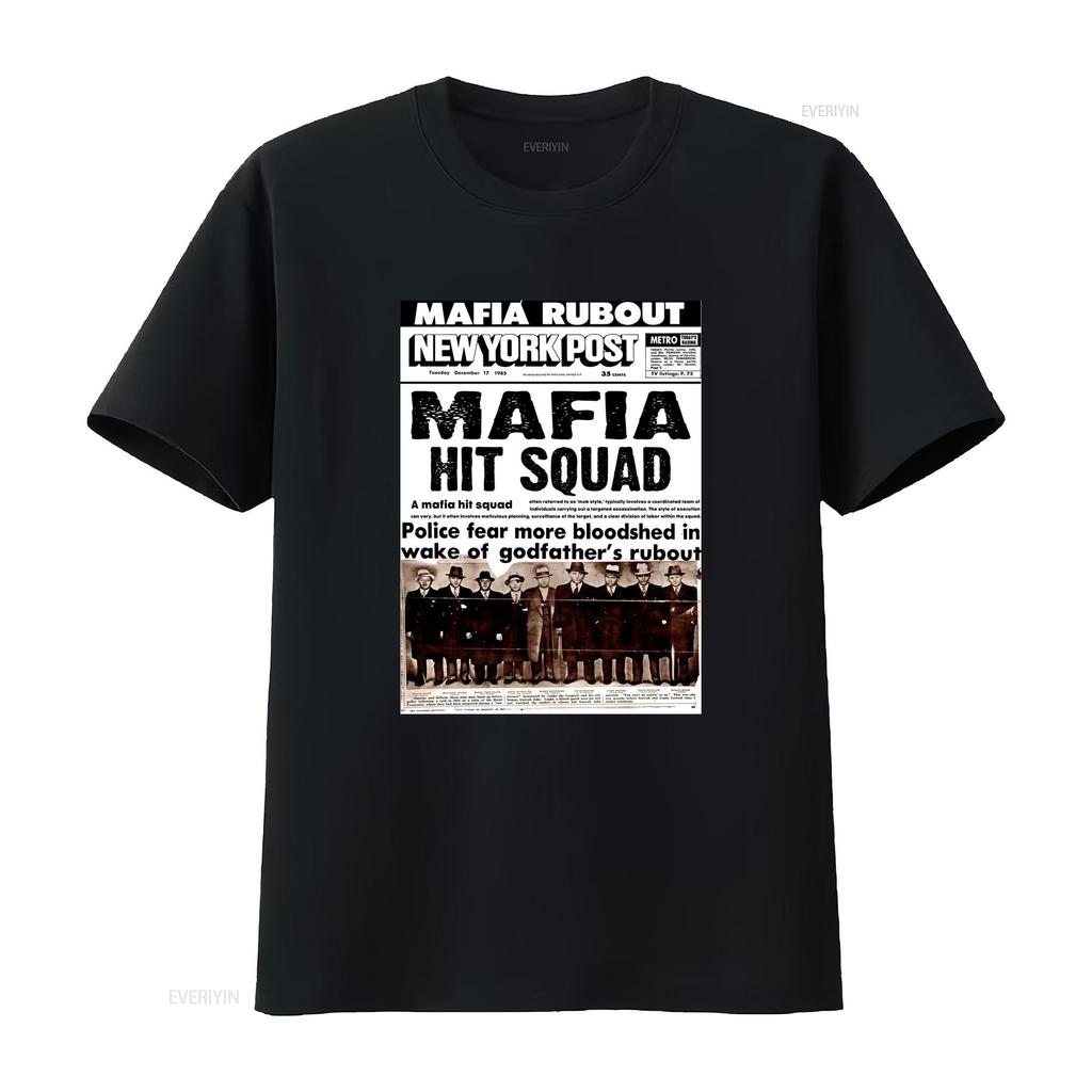 Gangster Mafia Hit Squad Tričko Městský Hip Hop Styl pro Mafie Nadšence vintage Vyprané Ležérní Streetwear Stylové Unisex Měkké