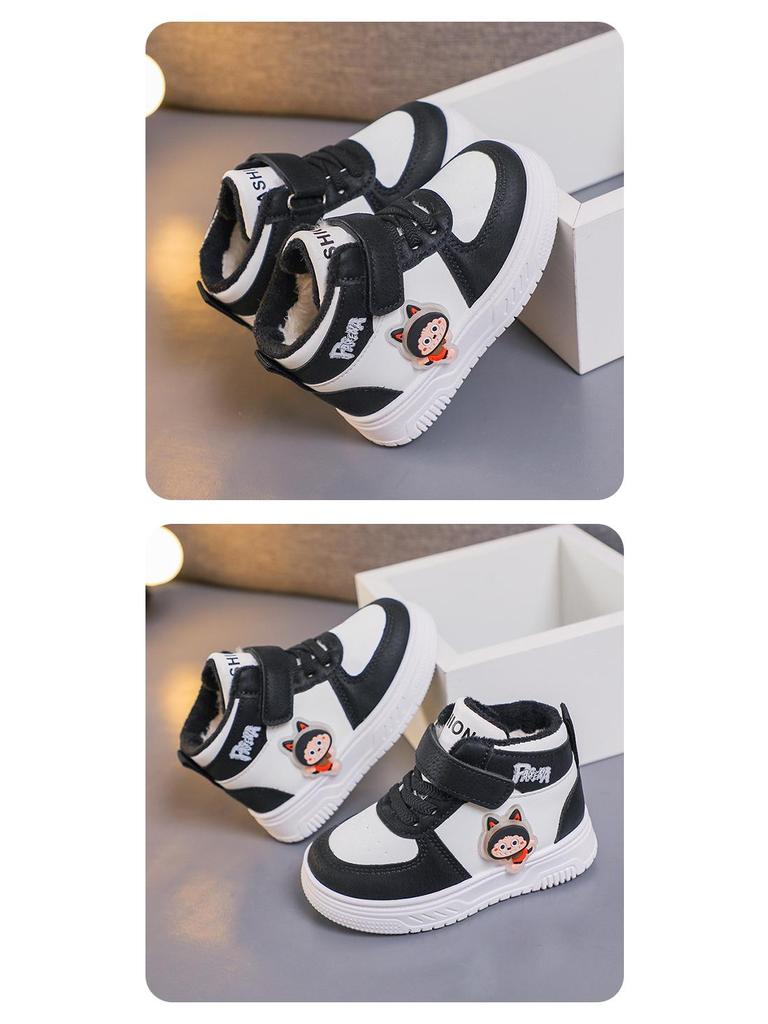 Girls' High-Top Canvas Shoes: Soft Sole, Shock-Absorbing, Anti-Slip Sports Sneakers for Toddlers & Kids - Autumn/Winter 2025 Collection.