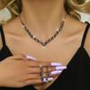 Elegant Crystal Rhinestones Bridal Jewelry Set Handmade Necklace and Clip Earrings Stylish Accessories for Evening Wear