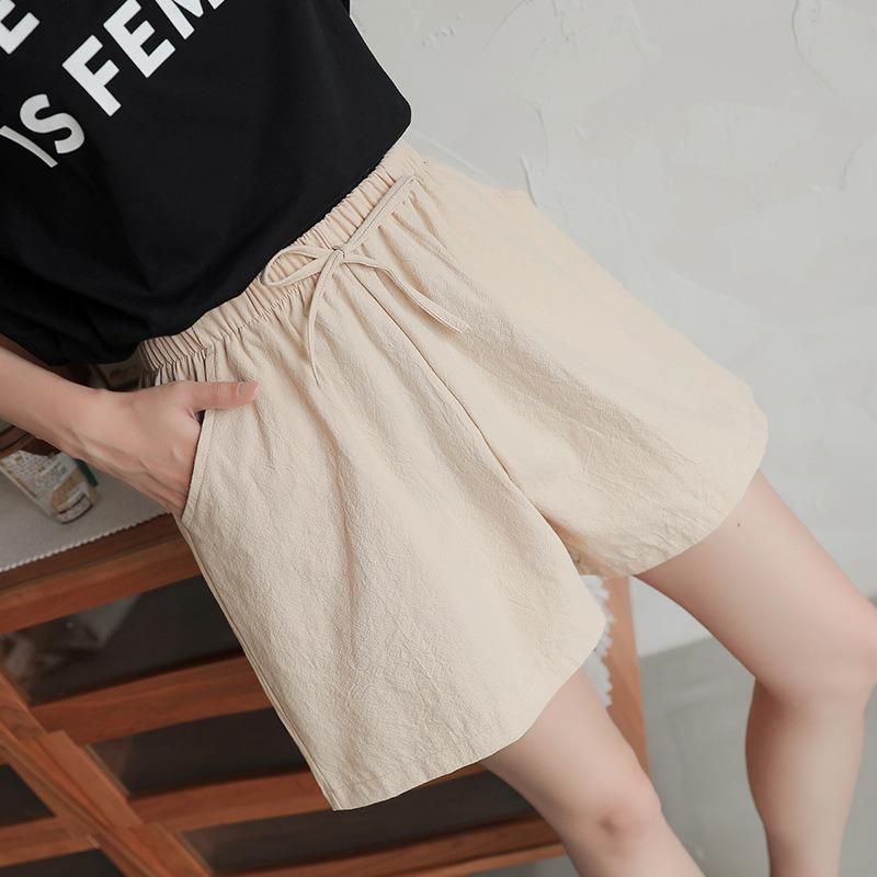 Summer New Loose Linen Cotton and Linen Large Size Student Sports and Leisure Shorts Women's Wide-leg Pants