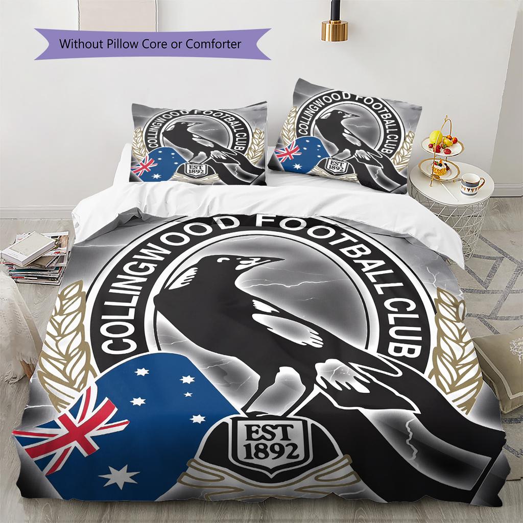 Magpies de Collingwood Set de Colcha con Patrón Decoración del Hogar Regalo (1 funda nórdica + 2 fundas de almohada sin relleno.)