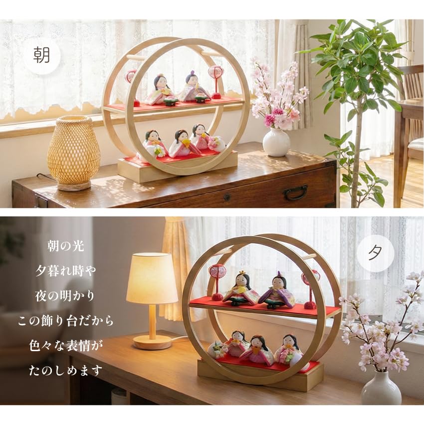 Osaka Choseido Compact Hina Dolls with Name Engraving and Wooden Plaque Chirimen Fabric Hina Akari Hina (Shipped Separately) - Dolls, (Yume Hina)