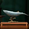 Golden Mountain Whale Brass Ornament Elegant Office Desk Decor for Home Bar Housewarming Gift