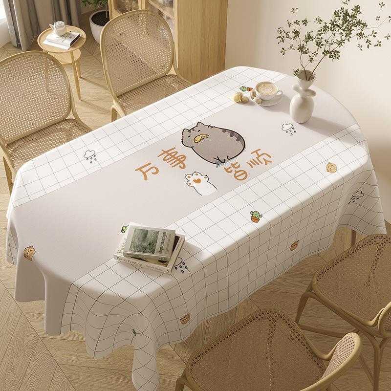 Small Fresh Internet Celebrity Tablecloth Waterproof, Oil-Proof And Scalding Leave-In Cartoon Dining Table Cloth Tablecloth Coffee Table Cloth