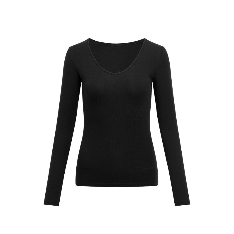 

Teeshe Women s Korean Style Slim Fit Long Sleeve Low Neck T-Shirt - Spring/Summer/Autumn Large чёрный