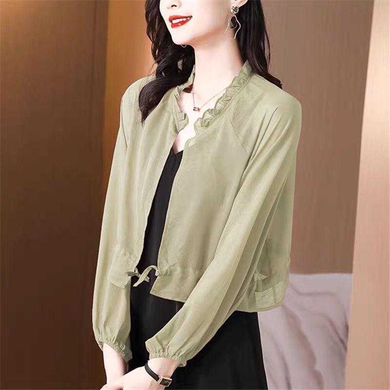 Cardigan Parasole in Chiffon: Leggero Sciarpa Estiva per Vestiti Canottiera, Giacca Corta Larga Modellante.