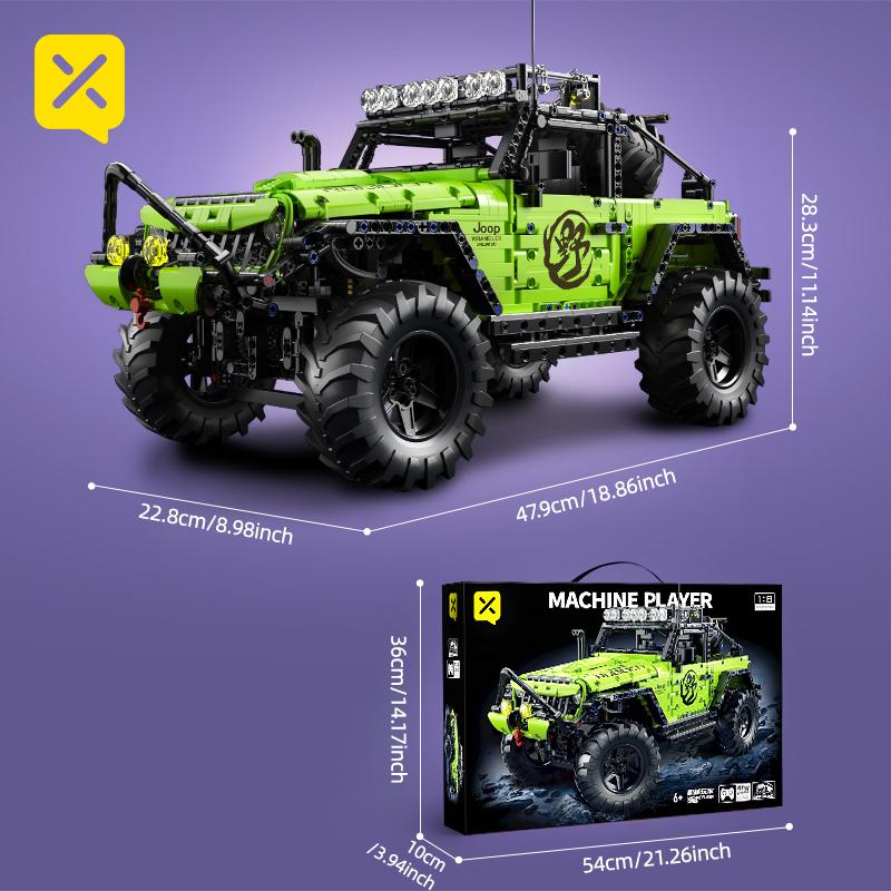 Toylynx Building Blocks 1:8 Scale Heavy-Duty Off road Vehicle with Super Racers Toys For Children Christmas and Easter Gifts
