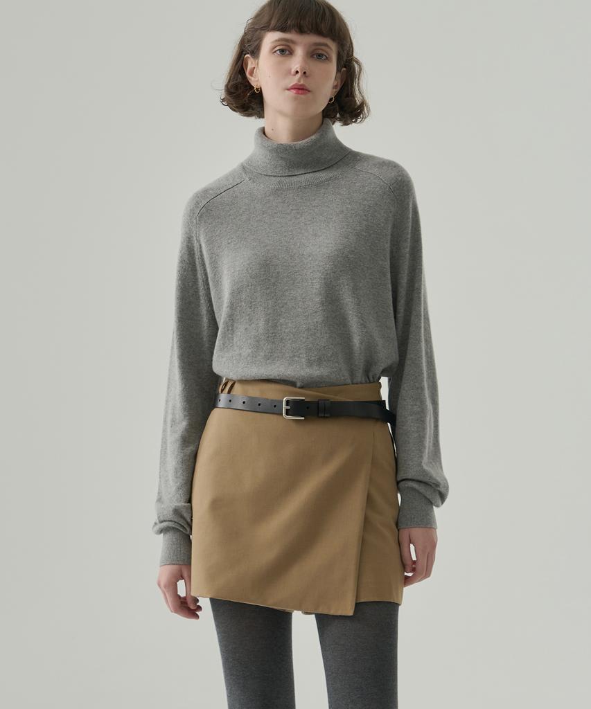 Deuloupisumeon Cashmere Wool Slit Turtleneck Pullover Knit [Camel]