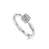 Adjustable Open-Style Moissanite Couple Ring Set Sterling Geometric Design Men Women