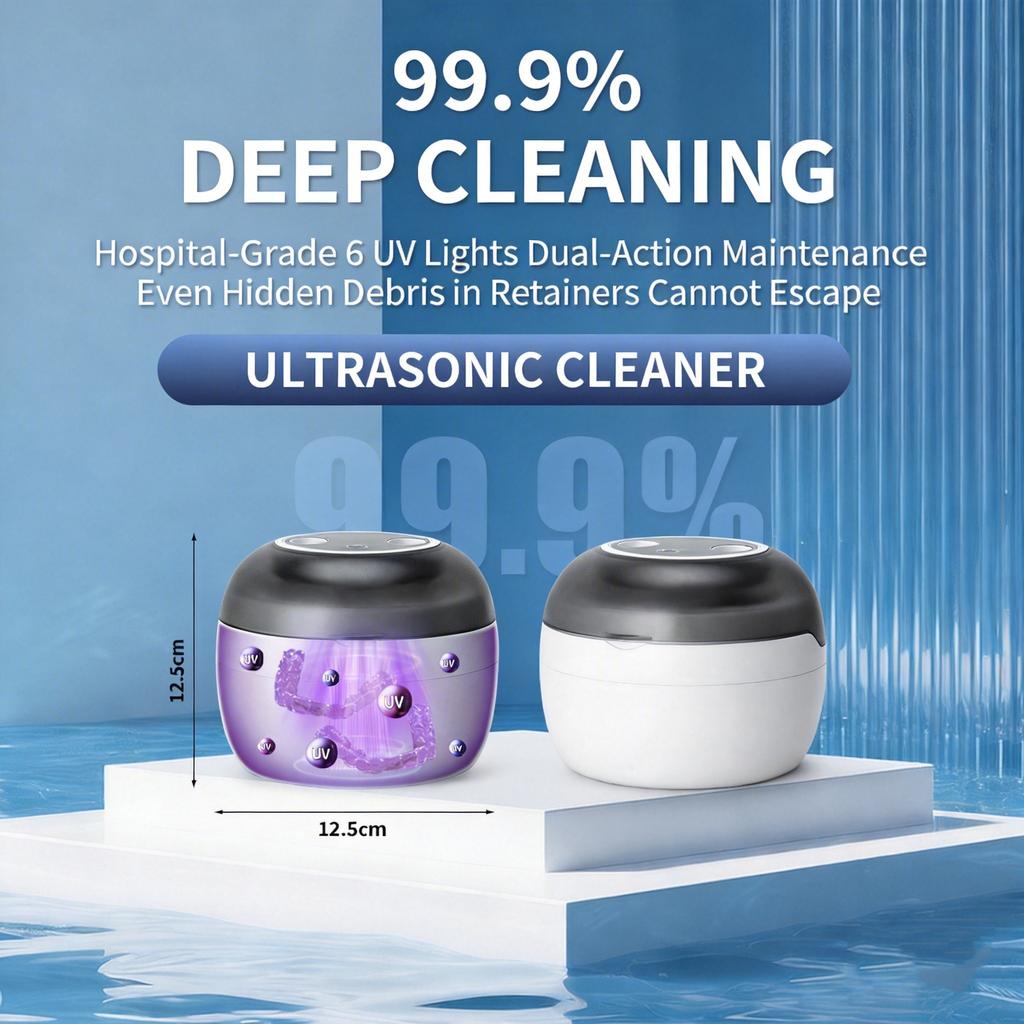 Ultrasonic Denture Cleaner with UV Light - High Power Dental Retainer Cleaning Machine, 60kHz Professional Accessory Cleaners