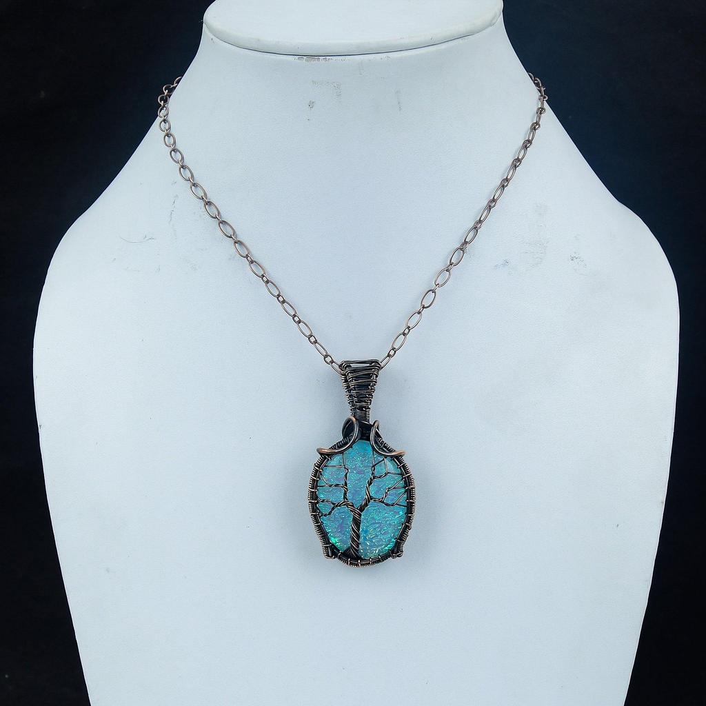 Australian Triplet Opal 999 Copper Wire Wrapped Pendant, Handmade Gemstone Jewelry Pendant Gift For Birthday