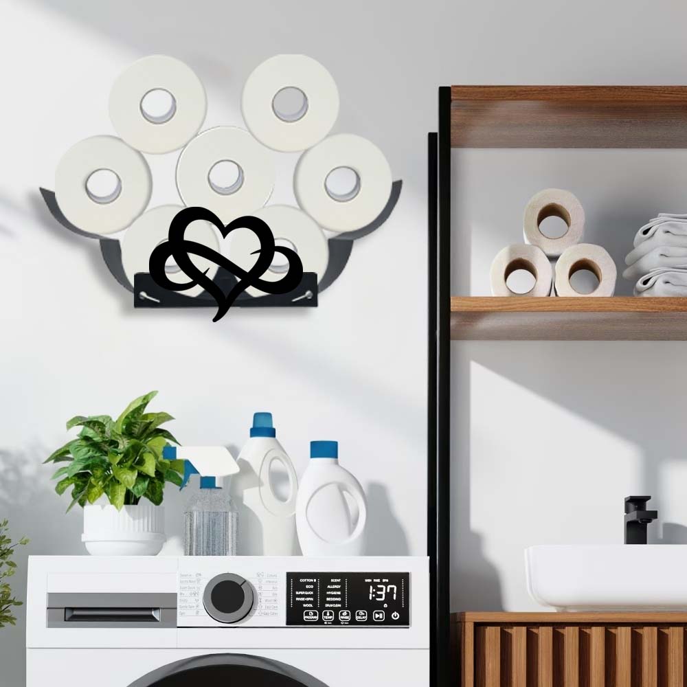 Wrought Wall Mounted Towel Holder - Large Capacity Decorative Roll for Kitchen, Bathroom, Room