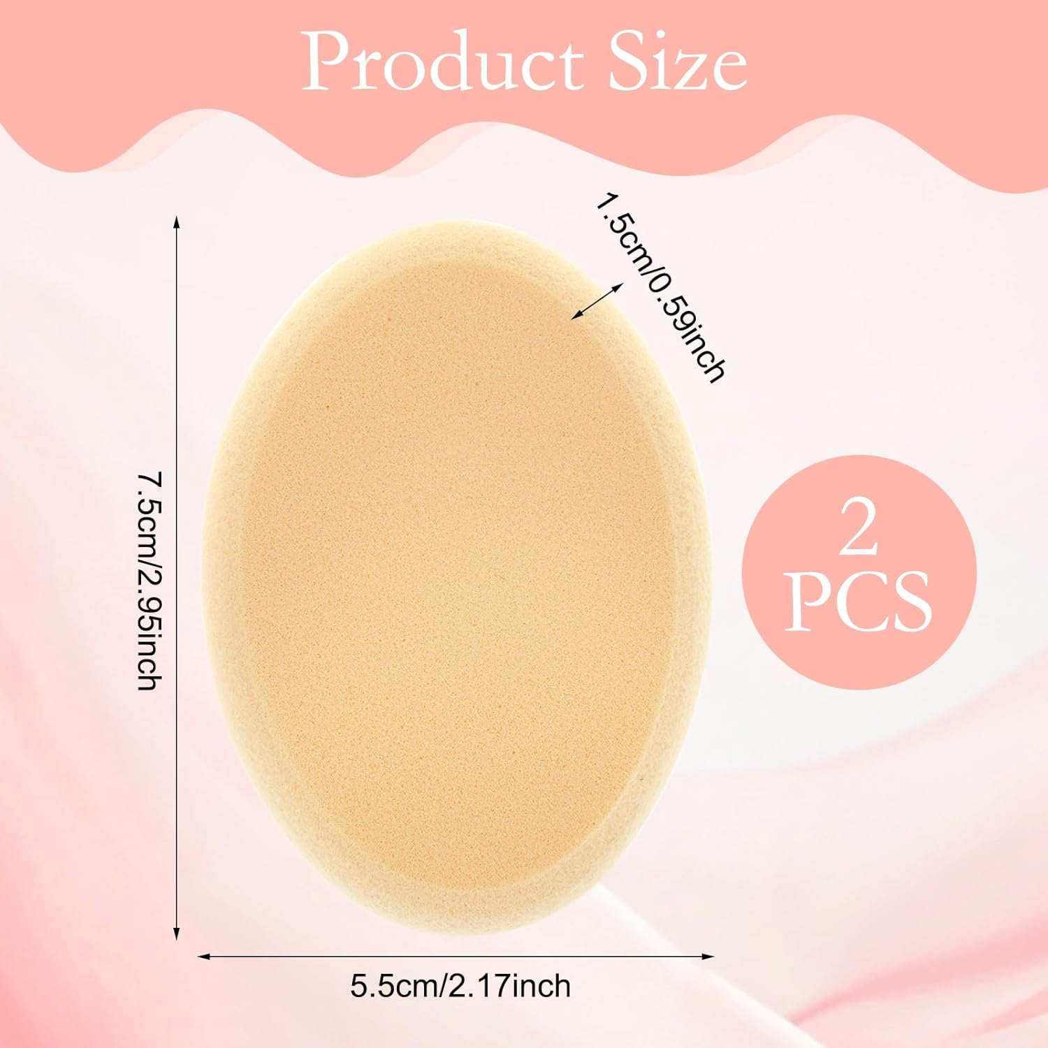 2 Pack Makeup Sponge For Foundation, Oval Puff Beauty Egg Foundation Sponge, Professional Latex Free Makeup Sponges for Eye Foundations Blush