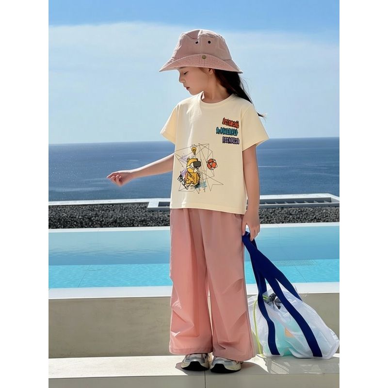 27Home Brand Children's Clothing Summer New Style 2026 Pure Cotton Cartoon Printed Short-Sleeved T-Shirt for Baby Girls Ins