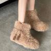 Women's Large Size Soft Sole Winter Warm Fur One Snow Boots Padded Lined Ankle Boots Anti-slip Hiking Casual Sports Cotton Boots Plush Cotton Shoes