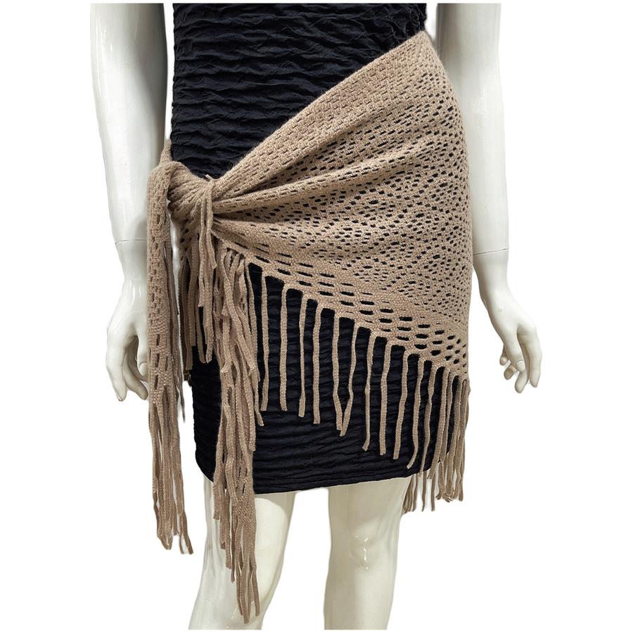 Autumn New Solid Color Triangle Fringe Wool Scarf Knitted Shawl Triangular Scarf Wrap