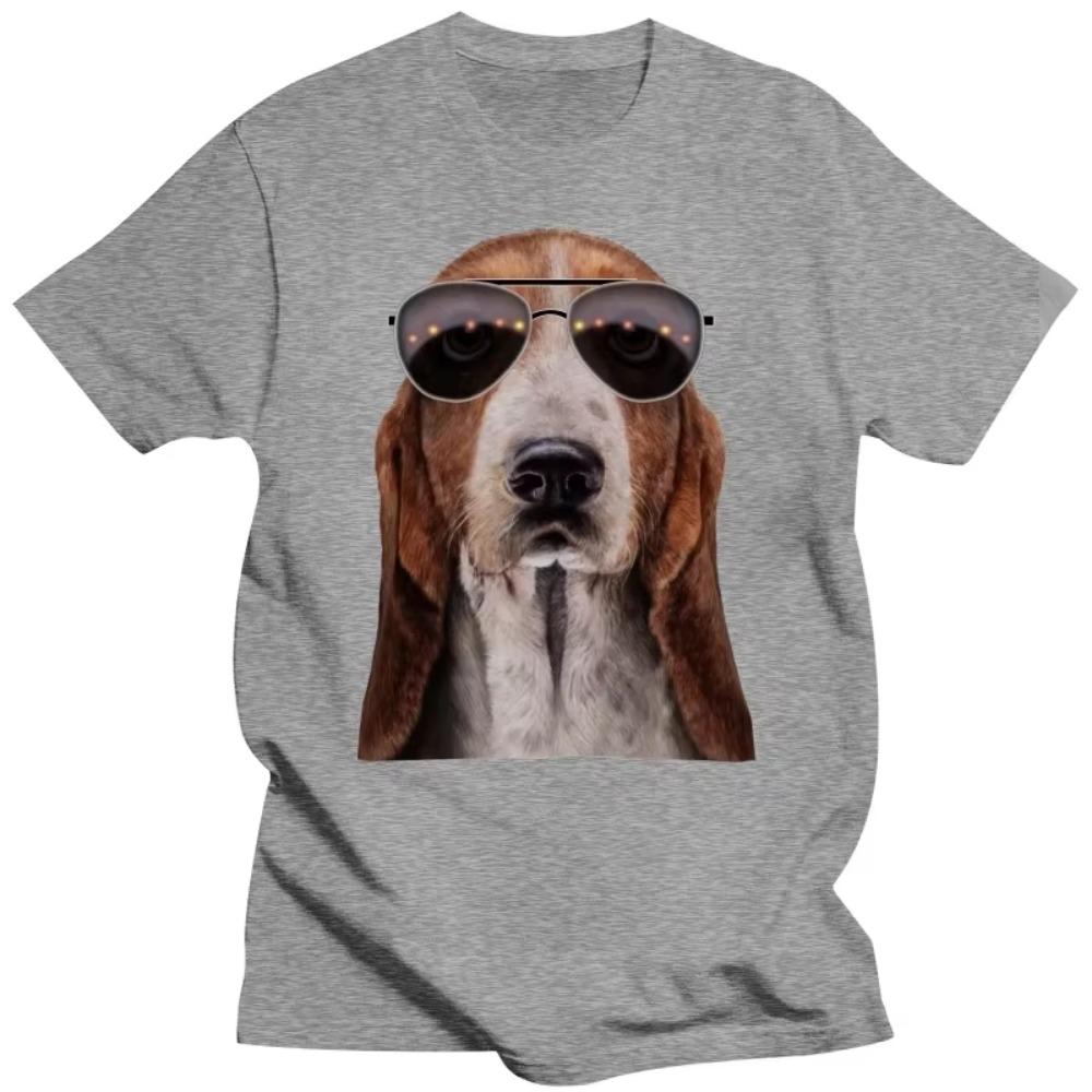 Funny Basset Hound Dog Wearing Sunglass T Shirts Graphic Cotton Streetwear Short Sleeve Birthday Gifts Summer Style T-shirt