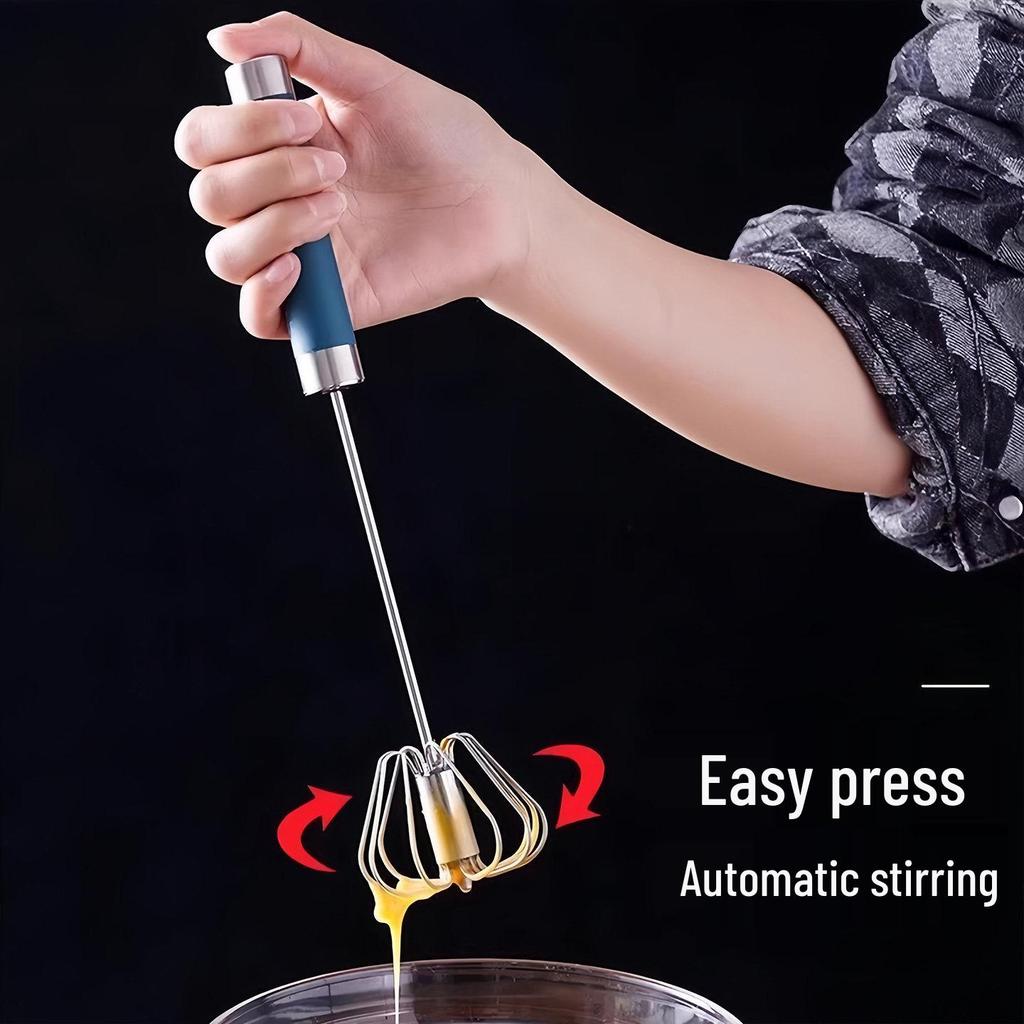 Stainless Steel Semi-Automatic Egg Beater & Whisk Handheld Baking Tool