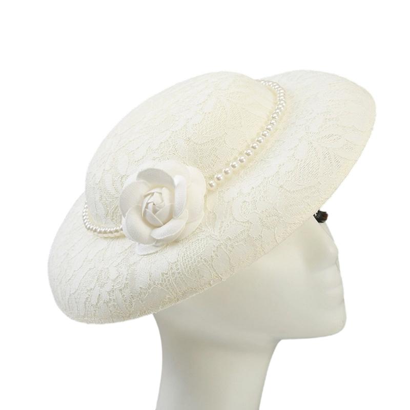 Adjustable Pearls Bucket Hat Wedding Guest Flower Embellished Hat For Beach Parties Outdoor Event