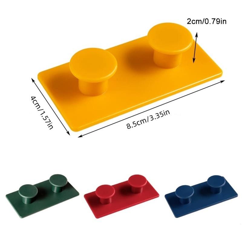 4 Pieces Colorful Building Block Small Hooks Heavy Duty Adhesive Wall Mounted Key Holder Seamless Hanging Hooks for Clothes Caps High Quality