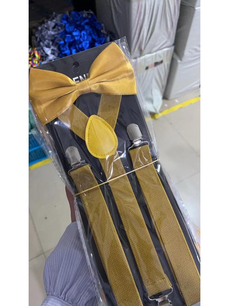 Universelle einfarbige 2,5" elastische Hosenträger für Erwachsene mit passender Fliege