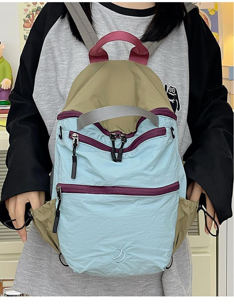 Outdoor Hiking Bag Korean Girl Campus Casual School Bag Backpack Women'S Large-Capacity Mountaineering Bag Contrasting Colors
