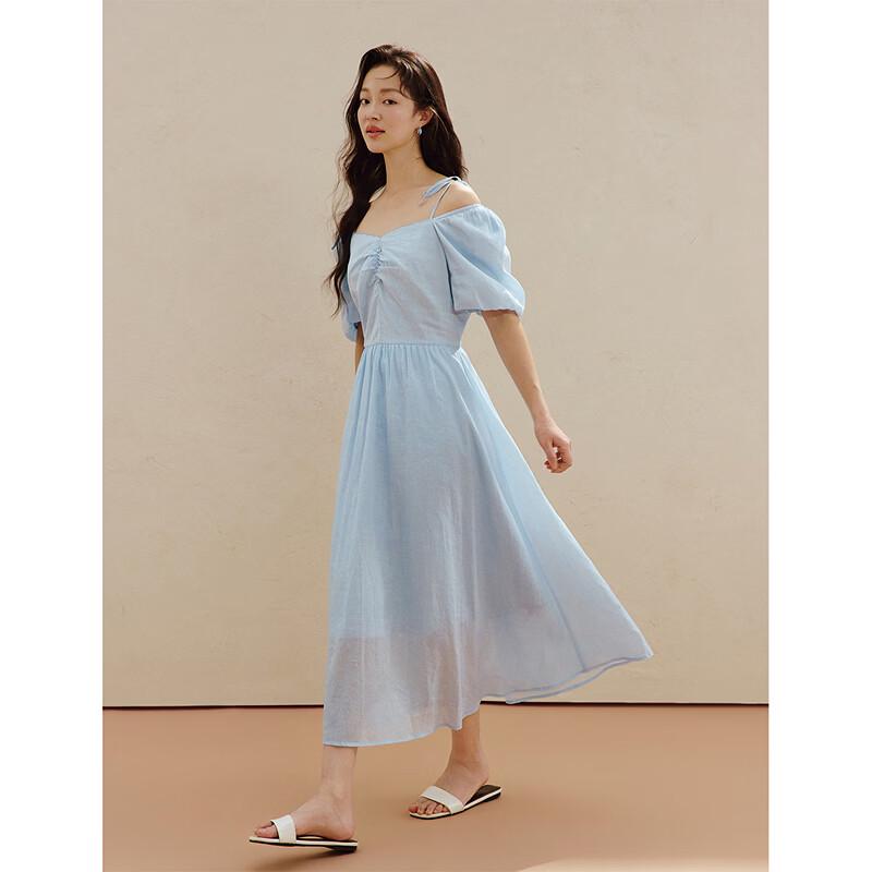 INMAN French Tie-Waist Puff Sleeve Ramie Cotton Dress