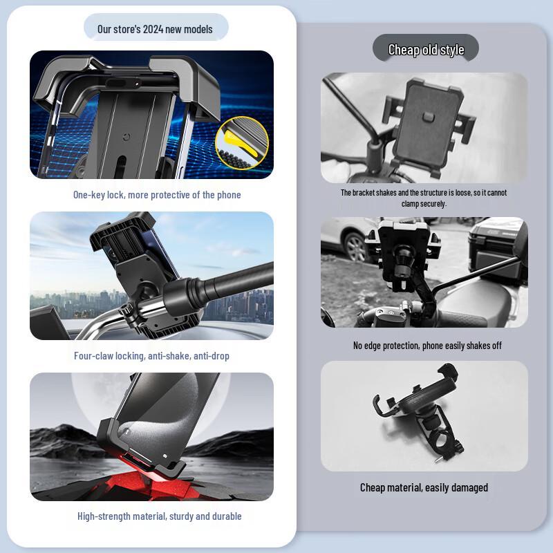 Motorcycle & Electric Scooter Rearview Mirror Phone Mount