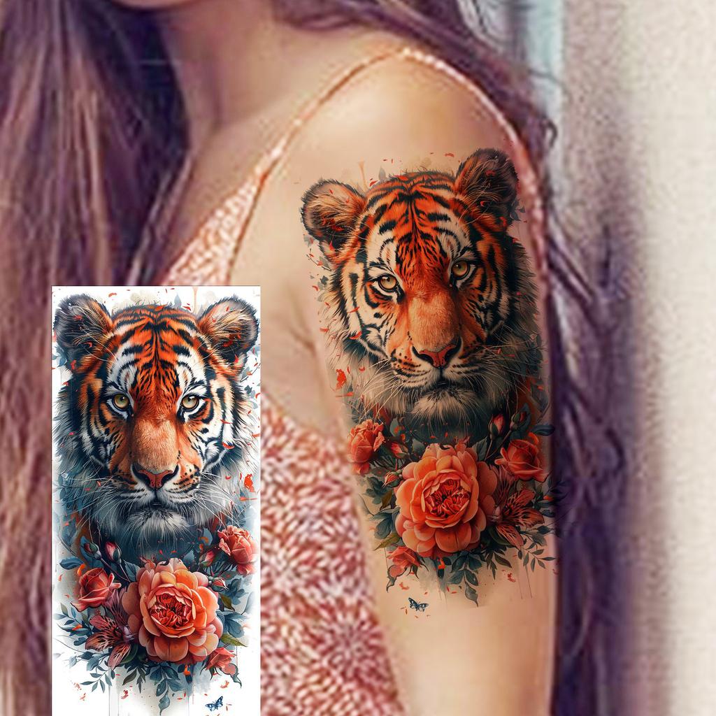 1 list Unikátní Akvarelový Lev Tygr Zvířata Dočasné Tetování Dlouhotrvající Vodotěsný Liška Sova Falešná Tetovací Nálepka Body Art Tetování