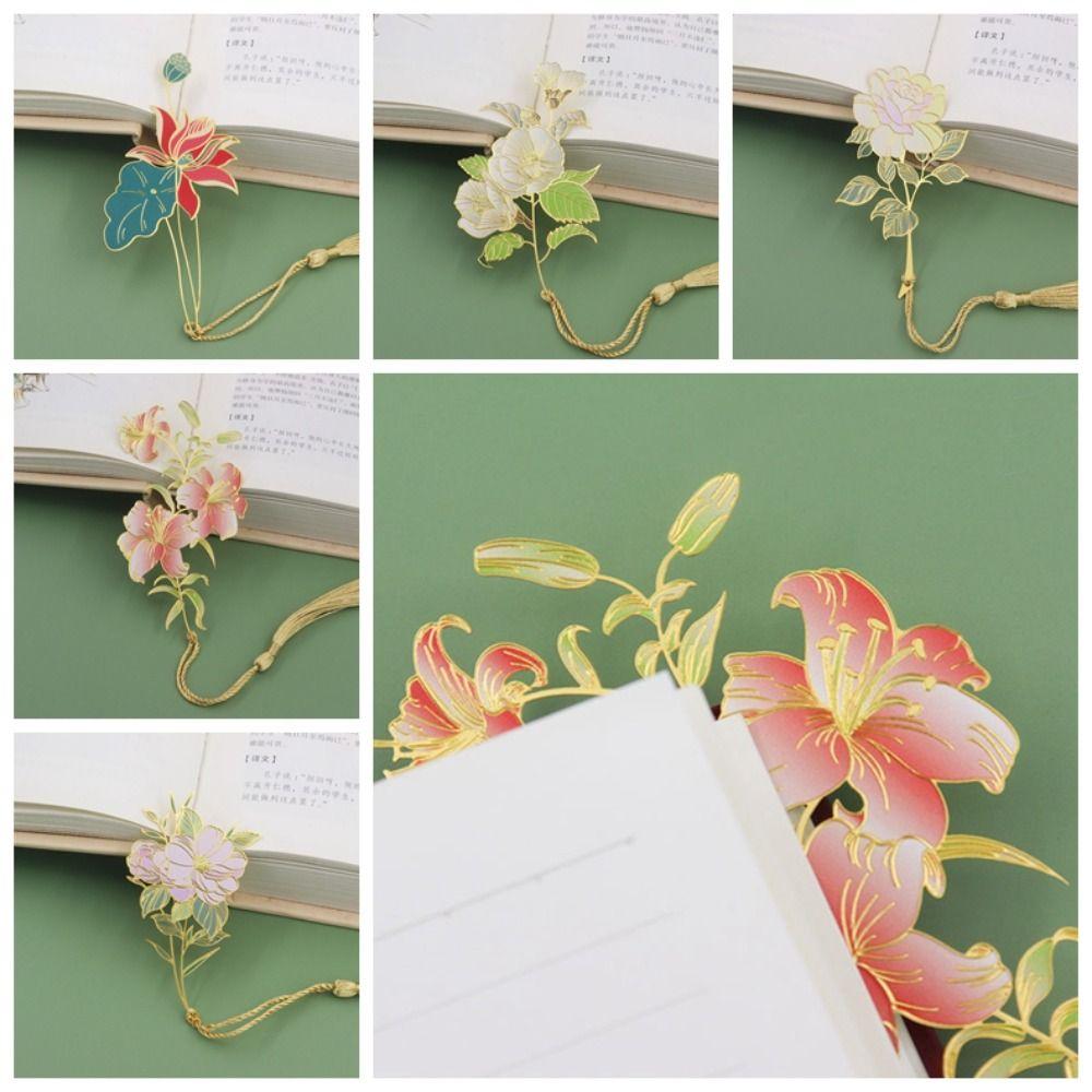 

Book Page Marker Metal Flower Bookmarks Hollowed Tassel Bookmark Teachers Day Gift