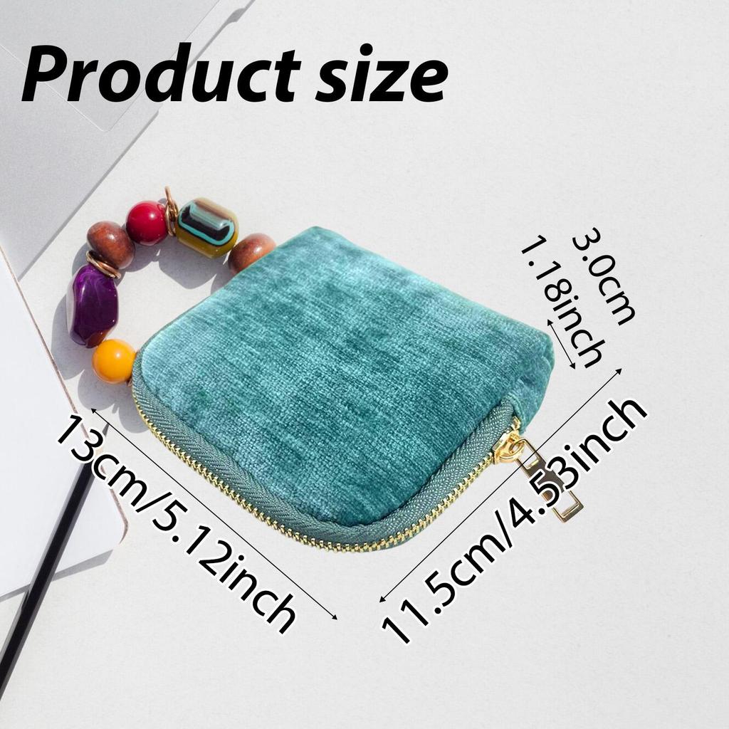 Case Organizer for Rings Bracelets Necklaces Earrings Velvet Chenille Tassel Zipper Storage Bag