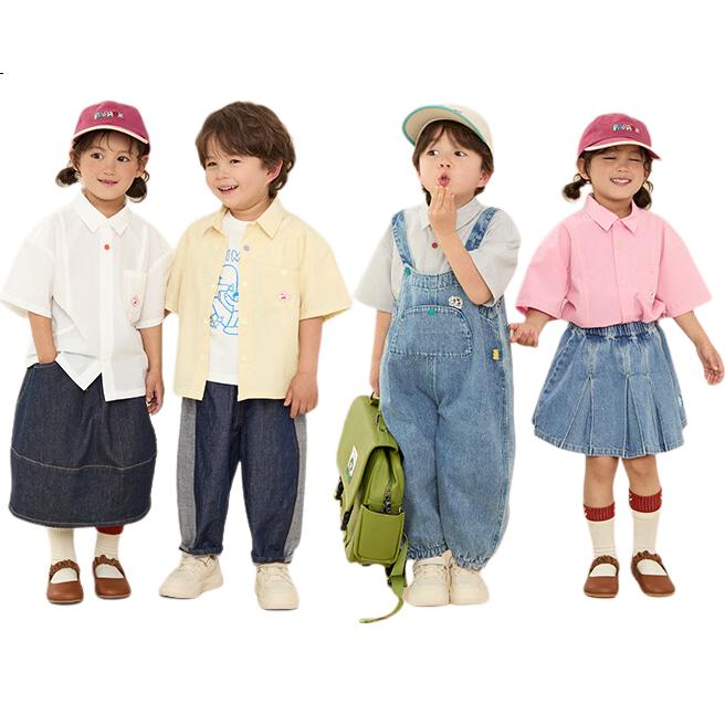 Papa Summer Children's Shirt, Boys And Girls Short-Sleeve Shirt, Casual Versatile, Gray-Short Sleeve, 140cm