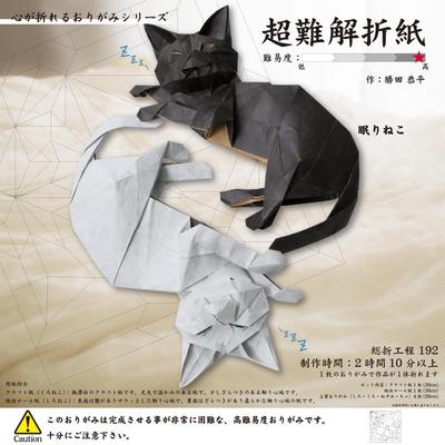 Toyo Origami Super Trudne Origami Śpiący Kot 30cm Kwadrat 6081