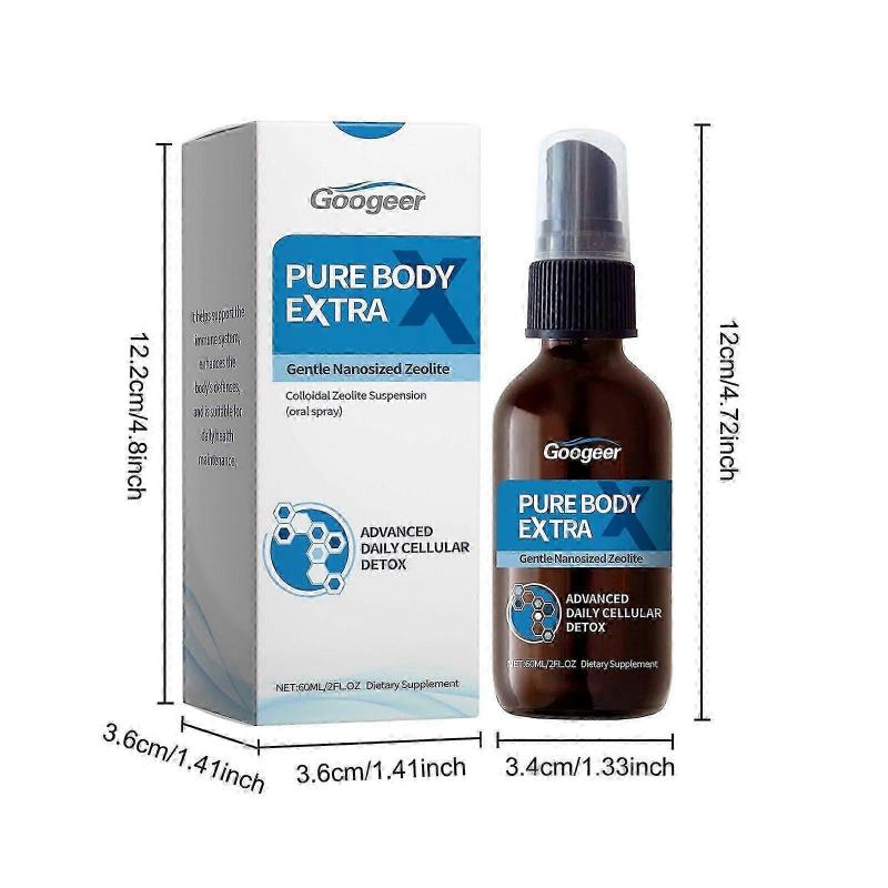 Pure Body Extra Nanosized Zeolite Spray 3-Pack, Natural Daily Detox for Women & Men, Travel-Friendly Body Care, Freshness, Exp. 2026