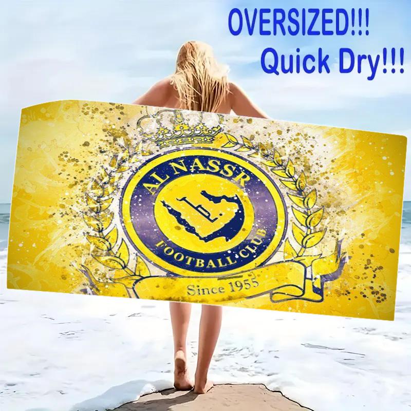Al-Nassr Print Beach Towel, Large Soft Quick Dry Towel for Beach Camping Swimming