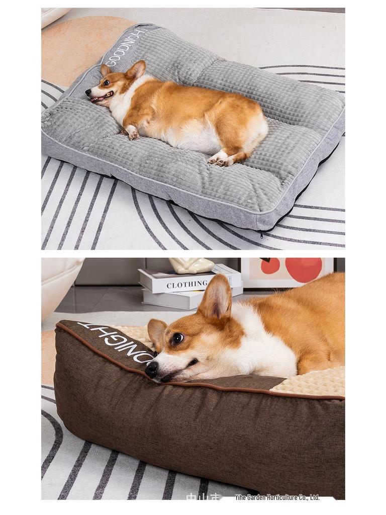Large Winter Warmth Dog Bed with Removable Washable Cushion and Non-Slip Base