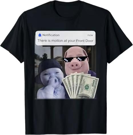 2026 New Fashion There Is Motion At Your Front Door John Pork Boys Fashion Joke TShirt Y2k Tung Sahur Gloves Led 67 Saying Tee