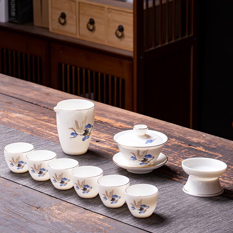 Dehua Suet Jade White Porcelain Kung Fu Tea Set