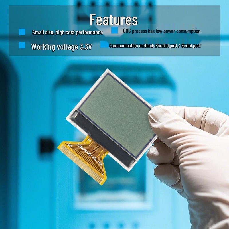 1.4" 128x64 LCD Display, COG Dot Matrix, Serial/Parallel Port, ST7567 Driver, 3.3V Low Power Consumption