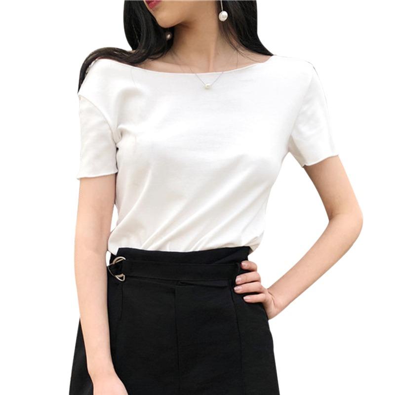 

Женская узкая футболка со шнуровкой сзади и бантом Женская футболка с коротким рукавом и вырезом-лодочкой One Size