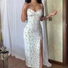 Summer Small Floral Split Halter Dresses for Women