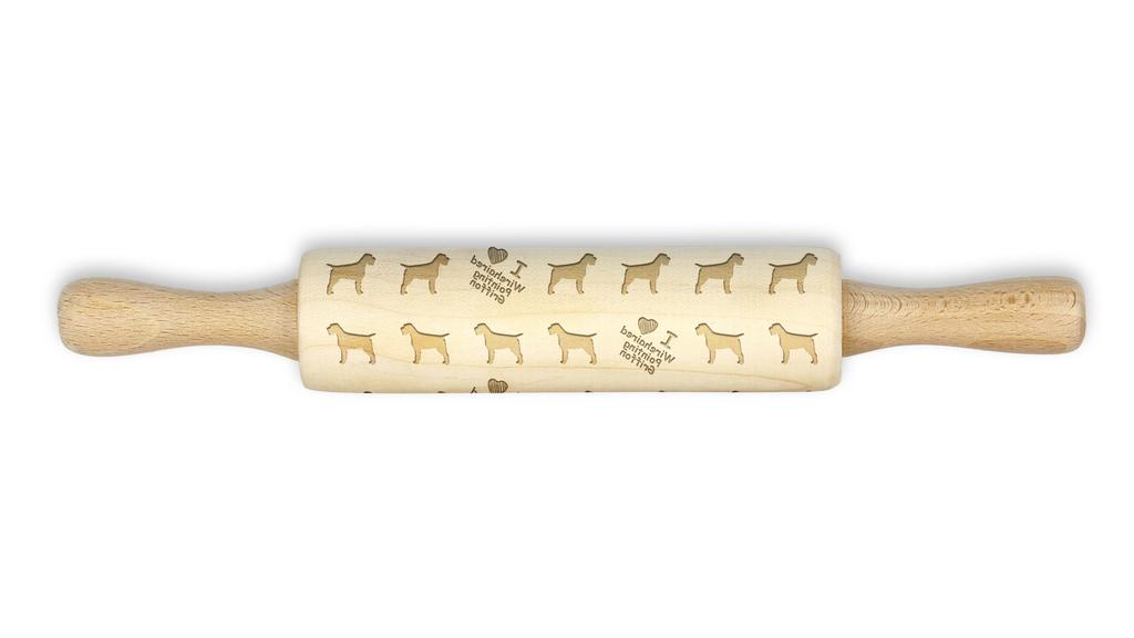 Wirehaired Pointing Griffon, Korthals Griffon – Small rolling pin with a dog, patterned dough roller | Art-Dog