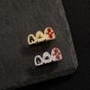 Best Selling New Clover Double Heart Iced Zircon Punk Christmas Bling Hollow Silver/Gold Plated Dental Grillz